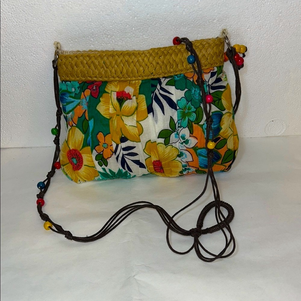 Floral Print Woven Strap Women Bag